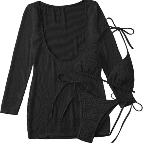 3 Pieces Cover Up Bikini Set - Picture 5 of 6